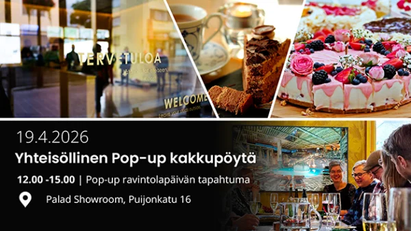 Palad Showroomilla Kuopiossa järjestetään Pop Up ravintolapäivän kakku-pöytä, joka kokoaa yhteen ihmisiä ja saa aikaan yhteisöllisyyttä. | Partanen & Lamusuo organize a cake buffee at Palad Showroom in Kuopio, bringing people together.